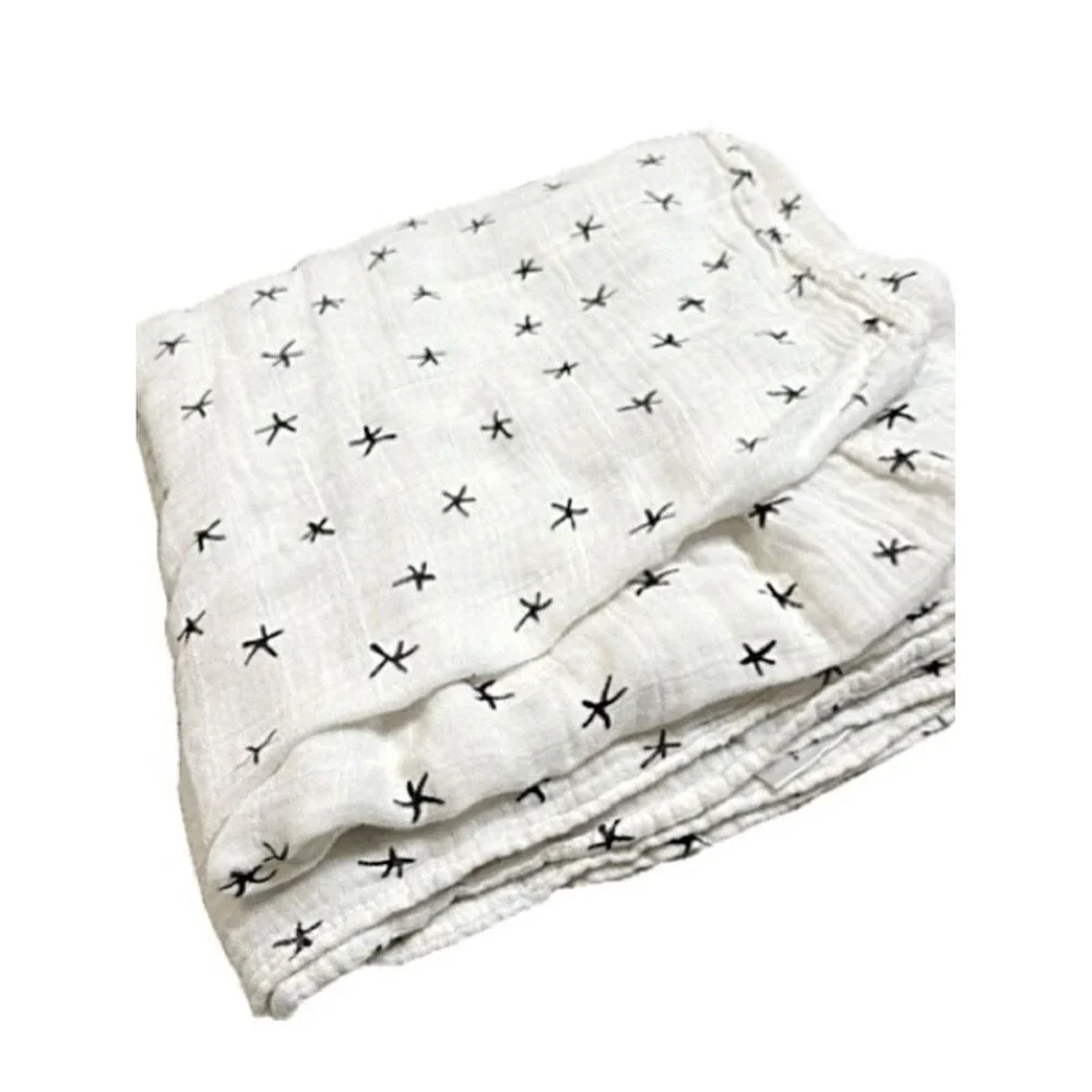 Aden & Anais Star Print 100% Cotton Gauze Baby Swaddle Blanket White & Black
